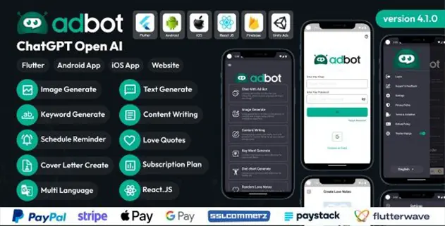 AdBot 4.1.0 – ChatGPT Open AI Android and iOS App